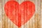 Valentine`s day, Red hearts painted on wooden floor