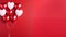 Valentine\\\'s day red and white heart-shaped balloons, red background, banner with copy space, l