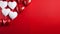 Valentine\\\'s day red and white heart-shaped balloons, red background, banner with copy space, l