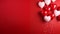 Valentine\\\'s day red and white heart-shaped balloons, red background, banner with copy space, l