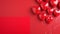 Valentine\\\'s day red and white heart-shaped balloons, red background, banner with copy space, l