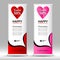 Valentine`s day Roll up banner stand template, Pull up, display, advertisement, business flyer, poster, presentation