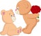 Valentine`s day with romantic couple of teddy bear