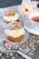 Valentine\'s Day: Romantic tea drinking with pastry chantilly cre
