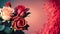 Valentine\\\'s Day Roses, Romantic Red Blooms with Copy Space