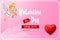 Valentine`s day sale banner with cute cupid cartoon