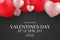 Valentine`s Day sale cover. Romantic 3D hearts on a black background. Modern design for your business. Special offer. Romantic