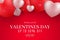 Valentine`s Day sale cover. Romantic 3D hearts on a red background. Modern design for your business. Special offer. Romantic