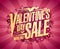 Valentine`s day sale design, text vector banner with percents