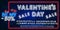 Valentine`s Day Sale. Neon frame. Logo, emblem, label. Bright signboard, light banner. Celebration. Love. Neon Heart
