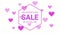 Valentine`s day sale neon letter and heart symbol on the white color