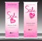 Valentine`s day sale Roll up banner template, flyer layout vector, pull up, x-banner, web banner design, business flyer