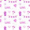 Valentine\\\'s day seamless pattern with balloons  gifts  garland  flowers  hearts