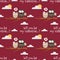 Valentine`s Day seamless pattern of cute couple owls on tree branch on blue sky with cute cloud background.