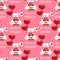 Valentine`s Day seamless pattern of cute polar bear with calendar February 14, heart shape balloons and Be mine Valentine.