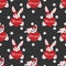 Valentine`s Day seamless pattern of cute rabbit and cat  with red ribbon holding red heart with Be mine and Love you text.