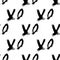 Valentine s day Seamless pattern XOXO on white background. Grunge hand written doodle XO. Hugs and kisses abbreviation brush