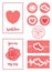 A Valentine`s day set of cards with roses, simple hearts and greetings