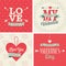 Valentine`s day set - four cards. Vector liistration.