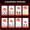 Valentine`s Day set of Greeting Cards. Cartoon style. Vector illustration