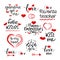 Valentine\\\'s day SET- hand drawn calligraphy and illustration vector. Valentine phrases vector collection. Vector