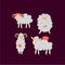 Valentine`s Day set of sheeps. Cartoon style. Vector illustration