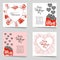 Valentine`s Day set of templates. Cartoon style. Vector illustration.