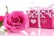 Valentine\\\'s Day setting with rose and Ð° gift box