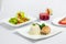 Valentine`s day special dinner course food platter.