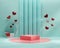 Valentine`s day stage podium mock up with heart product display showcase 3d render