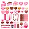 Valentine`s day sweets set. Assorted candies and cakes.