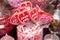 Valentine`s day sweets set. Colorful candies, jellies, lollipops, marshmallows