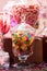 Valentine`s day sweets set. Colorful candies, jellies, lollipops, marshmallows