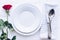 Valentine`s Day tabble setting with cutlery