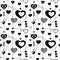 Valentine`s Day tangled heart decorative seamless repeat pattern in black and white
