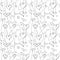 Valentine`s Day tangled heart outlined seamless repeat pattern in black and white