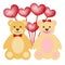 Valentine\'s Day Teddy Bear Couple with Balloons