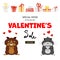 Valentine`s Day template for your text with cute rodents. Cartoon style. Vector illustration