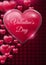 Valentine\'s Day text and Shiny bubbly Valentines hearts