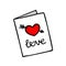 Valentine`s day theme. With love. Post card icons element in doodle style.