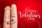 Valentine`s day vector background design. Happy valentine`s day greeting text with in love finger couple lovers hugging.