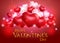 Valentine`s day vector background design. Happy valentine`s day text with 3d heart element for romantic valentine celebration.