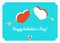 Valentine\'s day vector postcard. Hearts on the arrow blue background.