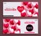 Valentine`s day voucher set vector banner. Happy valentine`s day shopping voucher gift card