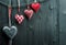 Valentine\'s Day wallpaper - Textile hearts hanging on the rope ascending order