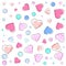 Valentine`s Day, wedding Memphis pattern. 80s, 90s image with hearts, arrows, cupid`s wings and marriage geometric elements desi