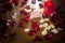 Valentine\'s Day - Wine, candles, and red petal roses on table