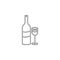 Valentine\\\'s Day, wineglass, bottle icon. Simple thin line, outline vector of valentine\\\'s day icons for ui and ux, website or