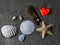 Valentine`s heart amonst other beach treasures