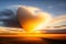 Valentine\\\'s heart. Lovely colorful heart shaped clouds in the sky. Surreal mystical fantasy artwork. Generative AI